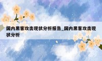 国内黑客攻击现状分析报告_国内黑客攻击现状分析