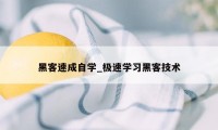 黑客速成自学_极速学习黑客技术