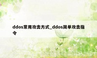ddos常用攻击方式_ddos简单攻击指令