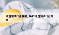 渗透测试行业发展_2022渗透测试行业现状