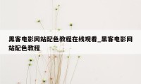 黑客电影网站配色教程在线观看_黑客电影网站配色教程