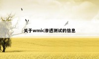 关于wmic渗透测试的信息