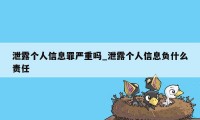 泄露个人信息罪严重吗_泄露个人信息负什么责任