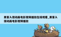 黑客入侵动画电影视频播放在线观看_黑客入侵动画电影视频播放