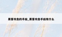 黑客攻击的手段_黑客攻击手段有什么