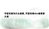 守望先锋为什么被黑_守望先锋dve被黑客入侵