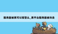 服务器被黑可以报警么_黑平台服务器被攻击