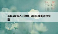 ddos攻击入门教程_ddos攻击过程完整