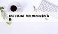 dns dos攻击_如何用dns攻击服务器