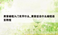 黑客编程入门先学什么_黑客适合什么编程语言教程